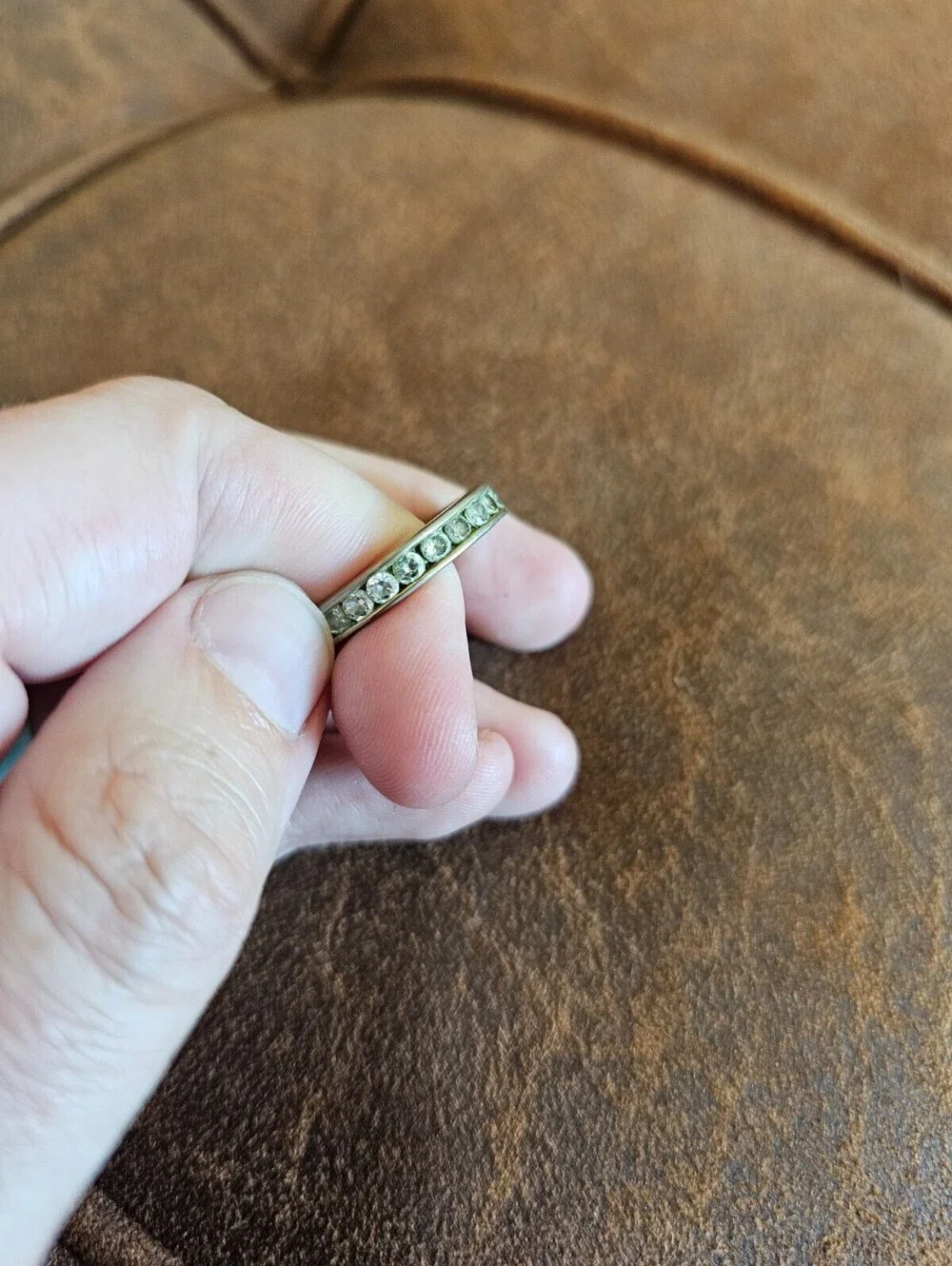 Vintage Silver Tone Cubic Zirconia Eternity Band Ring Size 9